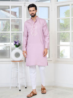 See Designs - Men Purple Woven Kurta