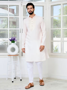See Designs - Men Pink Embellished Kurta