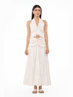 The Clothing Factory - Ivory Muse Ruched Maxi Skirt
