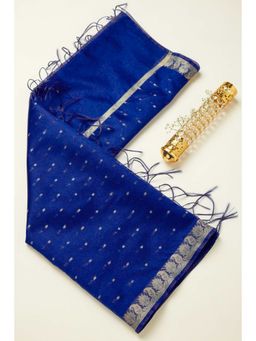 Soch - Women Navy Blue Zari Woven Dupatta