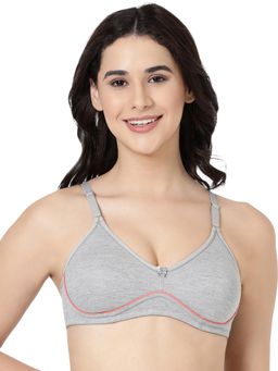 BLOSSOM - Grey Solid Non-Padded Seamed Full Coverage Bra
