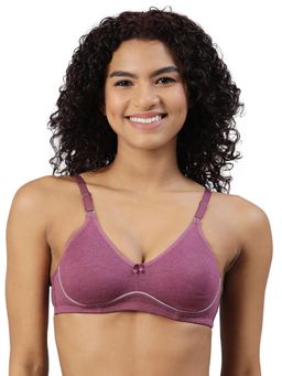 BLOSSOM - Wine Solid Non-Padded Seamed Full Coverage Bra