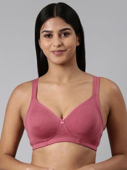 BLOSSOM - Pink Solid T-Shirt Seamless Medium Coverage Bra