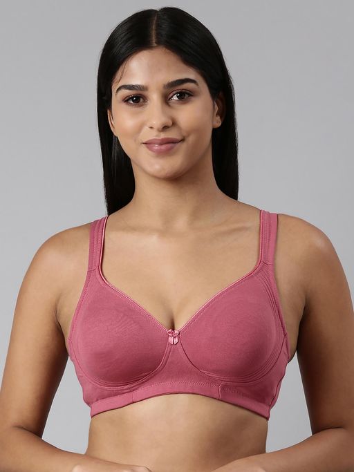 BLOSSOM Pink Solid T-Shirt Seamless Medium Coverage Bra