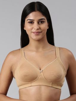 BLOSSOM - Beige Solid T-Shirt Seamless Medium Coverage Bra