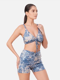 Brauch - Blue Printed Slim Top with Shorts