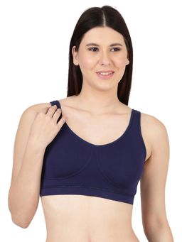 BLOSSOM - Navy Blue Solid Non-Padded Seamless Full Coverage Bra