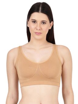 BLOSSOM - Beige Solid Non-Padded Seamless Full Coverage Bra