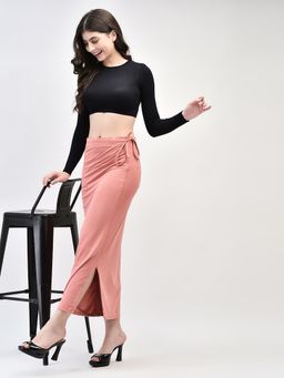 Brauch - Peach Solid Regular Saree Shapewear