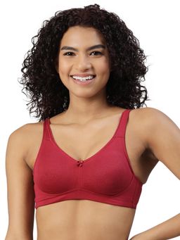 BLOSSOM - Red Solid Non-Padded Seamless Medium Coverage Bra