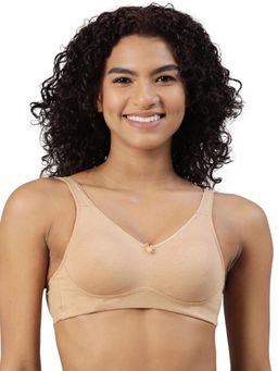 BLOSSOM - Beige Solid Non-Padded Seamless Medium Coverage Bra