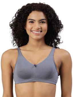 BLOSSOM - Grey Solid Non-Padded Seamless Medium Coverage Bra