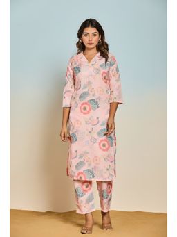 Autumnlane - Bindiya Rose Linen Kurta and Pant (Set of 2)