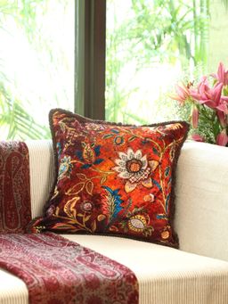 Revive Home - Cotton Viscose Digital Floral Printed Cushion Cover (18x18 inches)