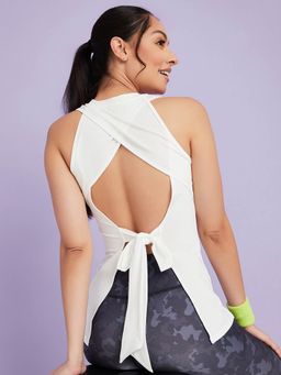 Styli - White Open Back Tie Active Vest
