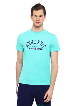 AM SWAN - Mens Printed Cockatoo T-shirt In Turquoise