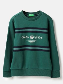 United Colors of Benetton - Green Round Neck Printed Italia Club Sweatshirt