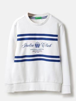 United Colors of Benetton - White Round Neck Printed Italia Club Sweatshirt