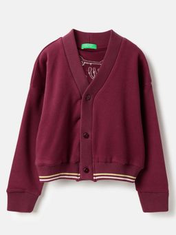 United Colors of Benetton - Maroon V-Neck Sequined New York Cardigan