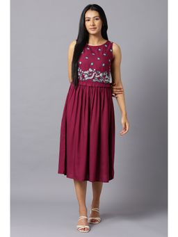 Aurelia - Purple Sleeveless Embroidered Dress