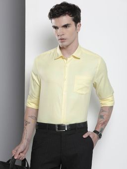 The Indian Garage Co - Men Slim Fit Solid Full Sleeves Cutaway Collar Formal Shirt - Yellow