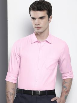 The Indian Garage Co - Men Slim Fit Solid Full Sleeves Cutaway Collar Formal Shirt - Pink