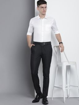 The Indian Garage Co - Men Slim Fit Solid Full Sleeves Cutaway Collar Formal Shirt - White