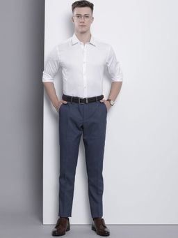 The Indian Garage Co - Men Slim Fit Solid Full Sleeves Cutaway Collar Formal Shirt - White