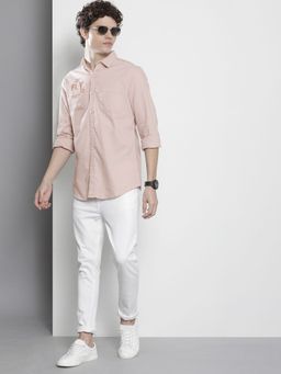 The Indian Garage Co - Men Regular Fit Print Full Sleeves Spread Collar Casual Shirt - Pink