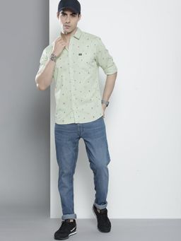 The Indian Garage Co - Men Regular Fit Printed Full Sleeves Cutaway Collar Casual Shirt - Green