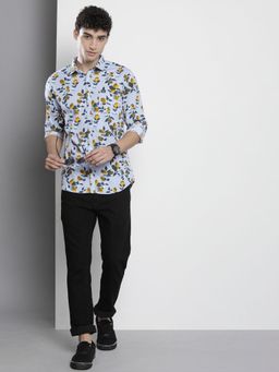 The Indian Garage Co - Men Regular Fit Tropical Full Sleeves Cutaway Collar Casual Shirt - Blue