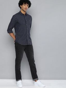 The Indian Garage Co - Men Slim Fit Checkered Full Sleeves Spread Collar Casual Shirt - Purple