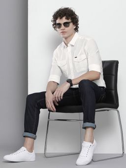The Indian Garage Co - Men Regular Fit Solid Full Sleeves Cutaway Collar Casual Shirt - White