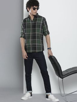 The Indian Garage Co - Men Regular Fit Checkered Full Sleeves Cutaway Collar Casual Shirt - Green