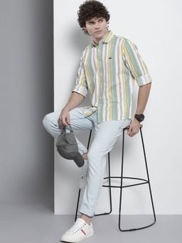 The Indian Garage Co - Men Regular Fit Striped Full Sleeves Cutaway Collar Casual Shirt - Green