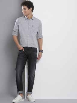 The Indian Garage Co - Men Regular Fit Abstract Full Sleeves Cutaway Collar Casual Shirt - Grey