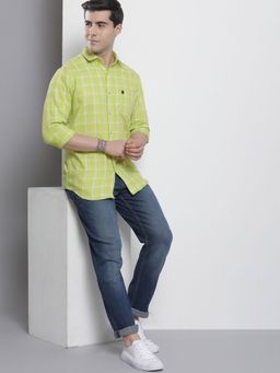 The Indian Garage Co - Men Regular Fit Checkered Full Sleeves Cutaway Collar Casual Shirt - Green