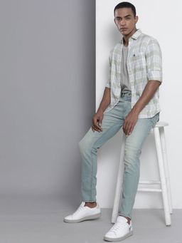 The Indian Garage Co - Men Slim Fit Checkered Full Sleeves Spread Collar Casual Shirt - Green