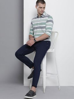 The Indian Garage Co - Men Regular Fit Striped Full Sleeves Cutaway Collar Casual Shirt - Green