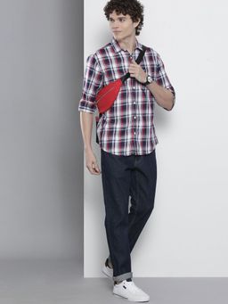 The Indian Garage Co - Men Regular Fit Checkered Full Sleeves Spread Collar Casual Shirt - White