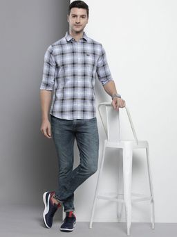 The Indian Garage Co - Men Regular Fit Checkered Full Sleeves Spread Collar Casual Shirt - Blue