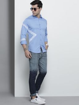 The Indian Garage Co - Men Regular Fit Colourblocked Full Sleeves Spread Collar Casual Shirt - Blue