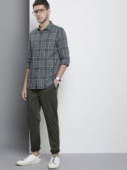 The Indian Garage Co - Men Regular Fit Striped Full Sleeves Cutaway Collar Casual Shirt - Green