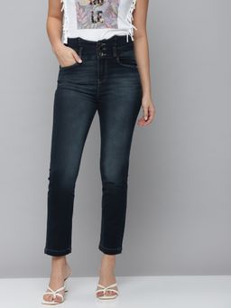 SHOWOFFFF - Womens High-rise Blue Clean Look Jeans