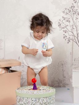 THE BABY TRUNK - Infant White Peter Pan Collared Bodysuit