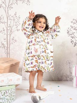 THE BABY TRUNK - Baby Girl Printed Corduroy Shirt Dress
