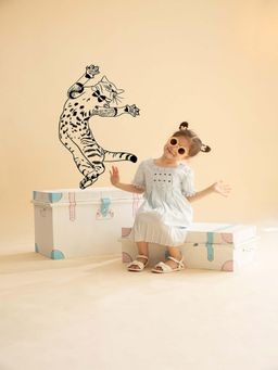 THE BABY TRUNK - Baby Girl Blue Embroidered Cotton Dress with Headband (Set of 2)