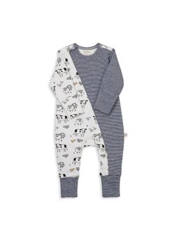 Tiny Twig - Farmyard Animals Diamond Stripes Diagonal Zipsuit
