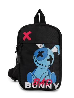 Bewakoof - Unisex Black Bad Bunny Sling Bag