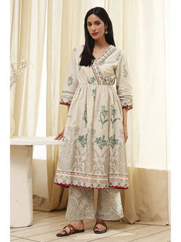 Biba - Women Cotton Printed Angarkha and Pant (Set of 2)